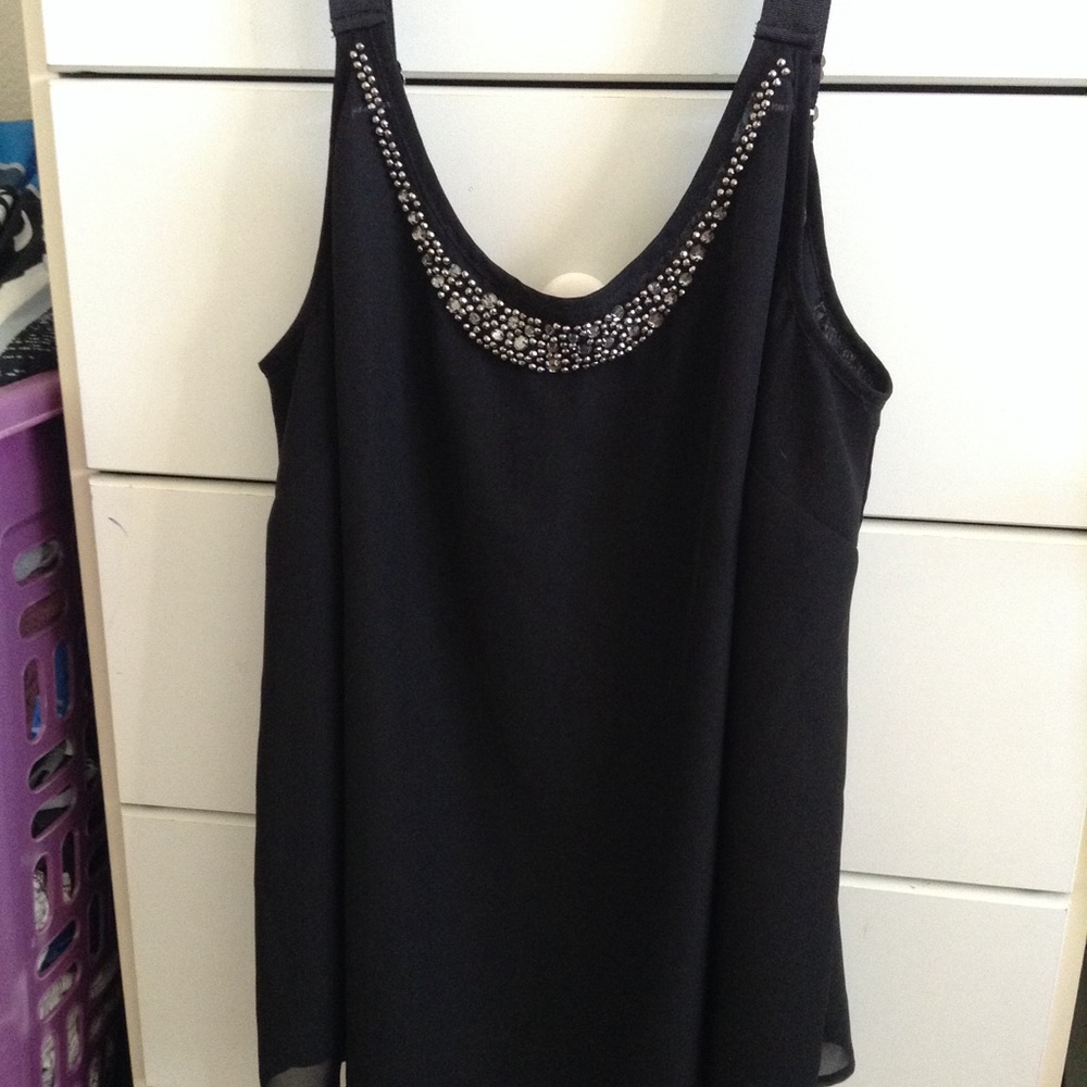 Black sheer formal tank blouse